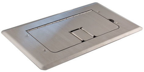 Mystery Electronics FMCA2800 Self-Trimming Stainless Steel Floor Box With Cable Door, WITHOUT Inserts