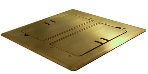 Mystery Electronics Fmca3100 Satin Brass Self Trimming Floor Box