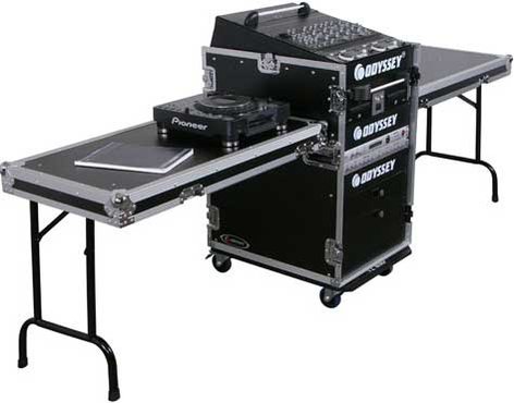 Odyssey FZ1316WDLXII Pro Rack Case With Wheels And Tables, 13 Unit Top Rack, 16 Unit Bottom Rack