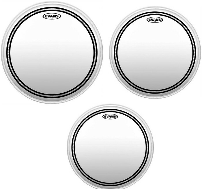 Evans ETP-EC2SCLR-F 3-Pack Of EC2 Clear Fusion Tom Tom Drumheads: 10",12",14"