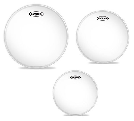 Evans ETP-HYDGL-F 3-Pack Of Hydraulic Glass Fusion Tom Tom Drumheads: 10",12",14"