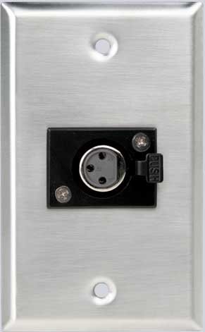 Atlas IED SG-XLR-F1 Single Gang Stainless Steel Wall Plate With One 3-Pin XLR-F