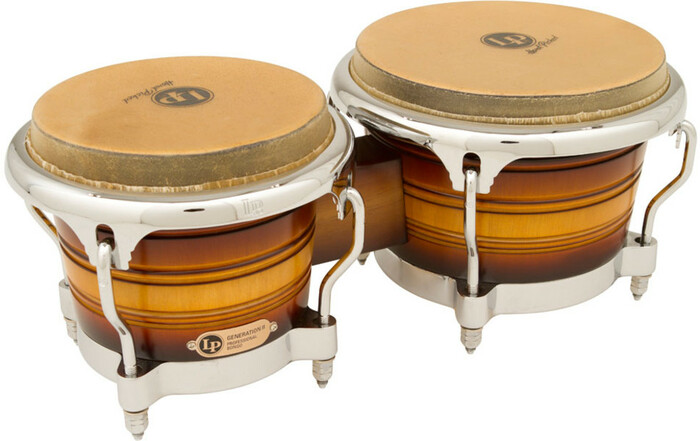 Latin Percussion LP201AX-2MSB Generation II Bongos In Matte Sunburst Finish With Chrome Hardware