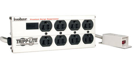 Tripp Lite IBAR8-15RM Isobar Surge Protector With  8-Outlets, 12' Cord And Remote On/Off Switch