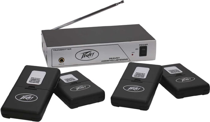 Peavey Assisted Listening System 75.9 MHz System With Transmitter, 4 Receivers And 4 Earbuds