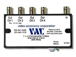 Video Accessory 11-111-104 Video 1x4 UG 12vac BNC Connect