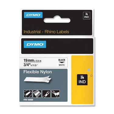 Dymo 18489 3/4" Industrial Flexible White Nylon Label Tape For Rhino Label Printers