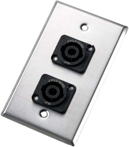 Neutrik 202L Single Gang Silver Wallplate With 2 Speakon Connectors