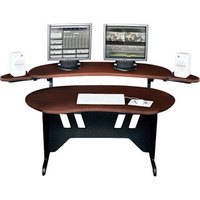 Middle Atlantic ES-DC 60" Edit Center Desk With Over Bridge, Dark Cherry