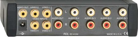 RDL EZ-AVX4 4X1 Composite Video And Stereo Audio Input Switcher