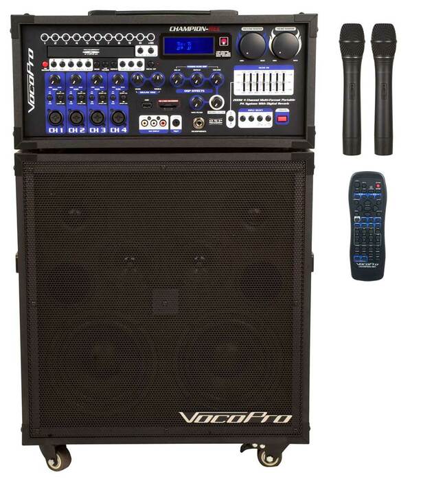 VocoPro CHAMPION-REC-4 Portable PA System With VHF Module Set 4 With 2 VHF Microphones