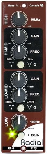 Radial Engineering Q4 Class-A, 100% Discrete 4 Band EQ With Semi-Parametric Mid-Range