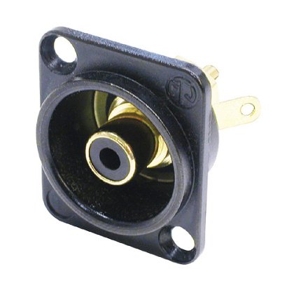 Neutrik NF2D-B-0 D Series RCA Receptacle With Black Housing And Washers