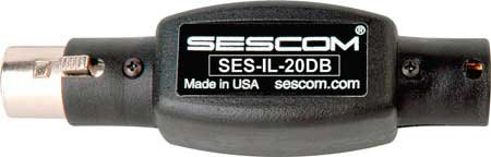 Sescom SES-IL-20DB Male XLR To XLR Female, -20db In Line Attenuator