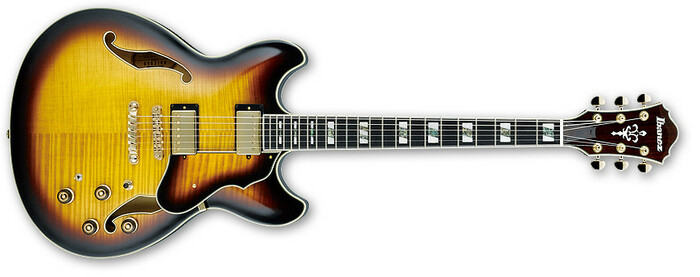 Ibanez AS153AYS Artstar Antique Yellow Sunburst Semi-Hollowbody Electric Guitar With Super 58 Pickups
