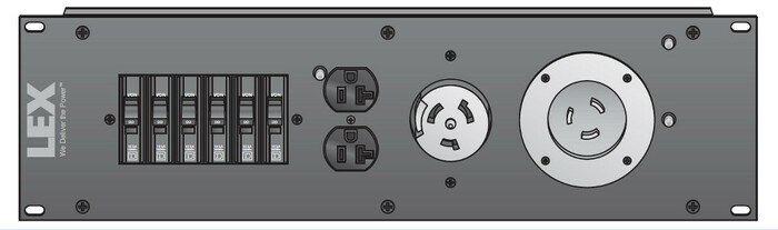 Lex PRM3KN-9CC Rack Mount Power Distribution, CS52 In And Thru, (9) 5-20 Duplex Receptacles