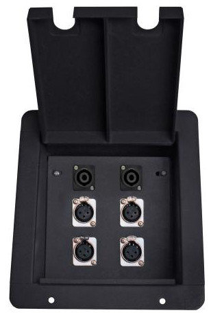 Elite Core FB4-SP Recessed Floor Box With 4xXLRF And 2 Speakon Connectors