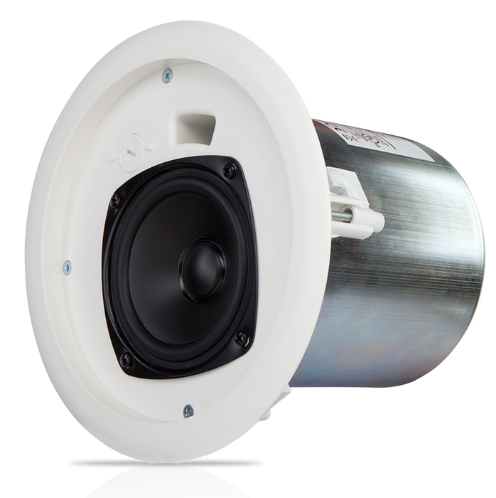 QSC AC-C4T 4.5" Full-Range Ceiling Speaker, 70/100V With C-ring And Rails