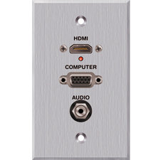 PanelCrafters PC-G1796-E-P-W Single-Gang Wallplate With HDMI Pigtail, VGA And 1/8" TRS Female Pass Through