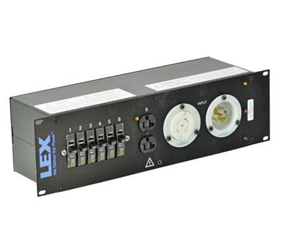 Lex PRM3IN-5CC2DC Rack Mount Power Distribution, L21-30 In And Thru, (2) L5-30, (5) 5-20 Duplex