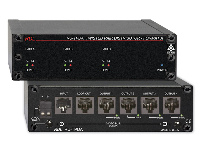 RDL RU-TPDA Active Distributor, Twisted Pair Format-A, RDL Format-A Input To 4 Outputs