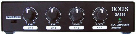 Rolls DA134 4-Channel Audio Distribution Amplifier With RCA And 1/8" Inputs