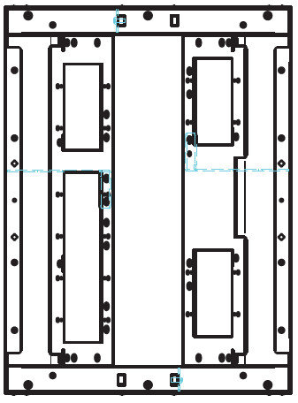 FSR WB-X3-GNG Back Box With 3x 2-Gang And 1x 4-Gang Opening In 2 Rows With Knockouts