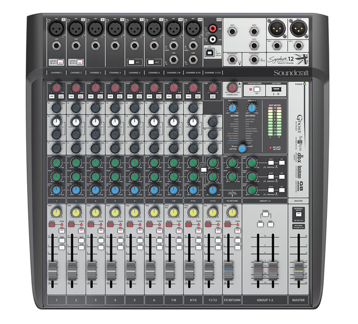 Soundcraft Signature 12MTK 12-Channel Compact Analog Mixer With Multi-Track USB Interface And Effects