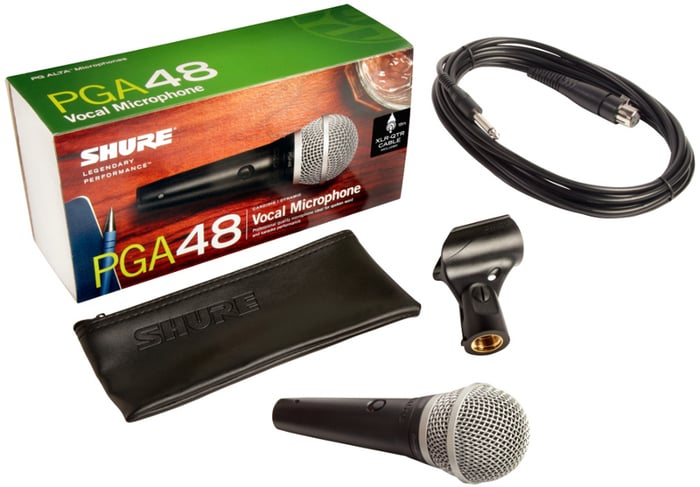 Shure PGA48-QTR Cardioid Dynamic Vocal Mic With 15' XLR To 1/4" Cable