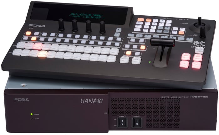 FOR-A Corporation HVS-100-TYPE-A Hanabi XT Switcher 1M/E Switcher With HVS-100OU 12-Button Operation Unit