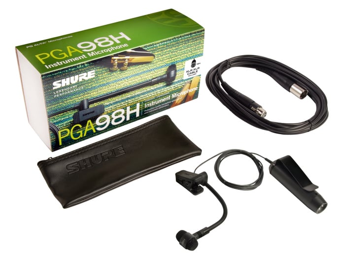 Shure PGA98H-XLR Clip-on Cardioid Condenser Gooseneck Instrument Mic With In-Line XLR Preamp