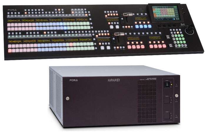 FOR-A Corporation HVS-2000-A Hanabi 3G/HD/SD 2 Full Mix/Effects Video Switcher With Operation Unit Package