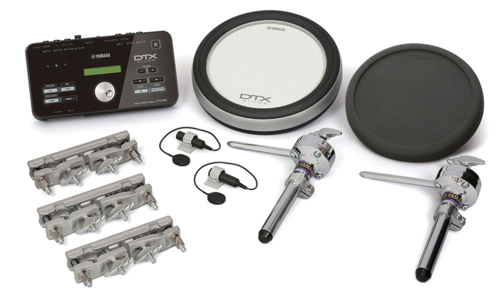 Yamaha DTXHP587 Hybrid Drum Pack DTX502 Drum Module, 1 XP80, 1 TP70, 2 DT20 Triggers With Mounts And Cables