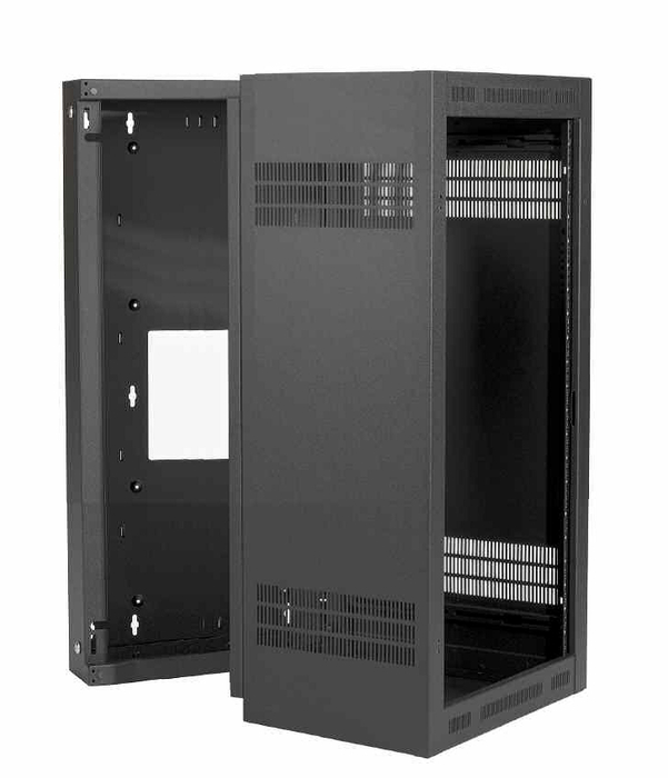 Lowell LWR-2119 Sectional Wall 21 Unit Rack Mount With Adjustable Rails, 19" Deep, Black