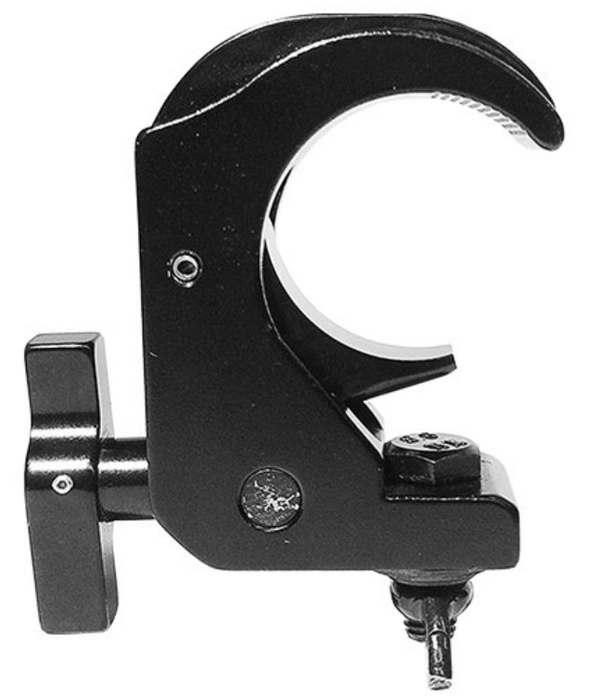 Global Truss Snap Clamp BLK Medium Duty Low Profile Hook Style Clamp For 2" Pipe, Max Load 440lbs, Black