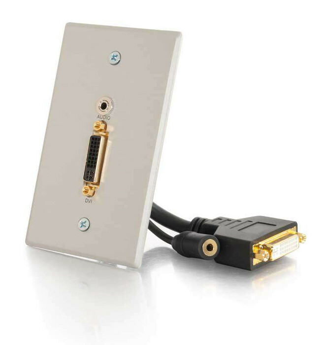 Cables To Go 40353-CTG DVI And 3.5mm Audio Pass Through Wall Plate, Brushed Aluminum