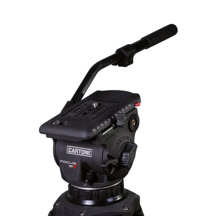 Cartoni HF1200 Focus12 Focus Head With Quick Release Plate, With Pan Bar, 0-26lbs