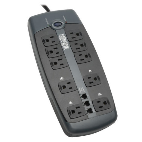 Tripp Lite TLP1008TEL Protect It! 10-Outlet Surge Protector With Right-Angle Plugs, 8' Cord