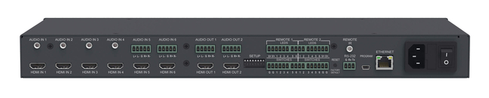 Kramer VS-62HA/110V 6x2 UHD HDMI Matrix Switcher With Analog Audio Switching