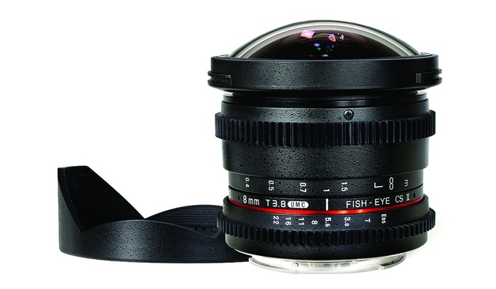 Rokinon RKHD8MV 8mm T.38 Cine HD Fisheye Lens With Removable Hood