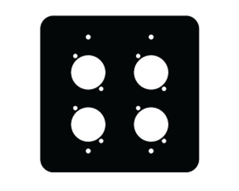 Mystery Electronics FP-2G-4-B 2 Gang FPG Series Black Wall Panel With 4 Neutrik D Cutouts