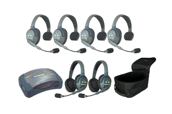 Eartec Co HUB642 Eartec UltraLITE/HUB Full Duplex Wireless Intercom System W/ 6 Headsets