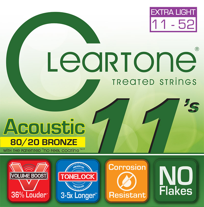 Cleartone 7611-CLEARTONE Extra Light Acoustic Guitar Strings