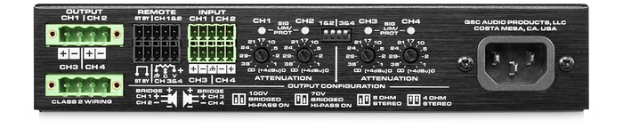 QSC SPA4-100 4-Channel Power Amplifier, 100W, Energy Star