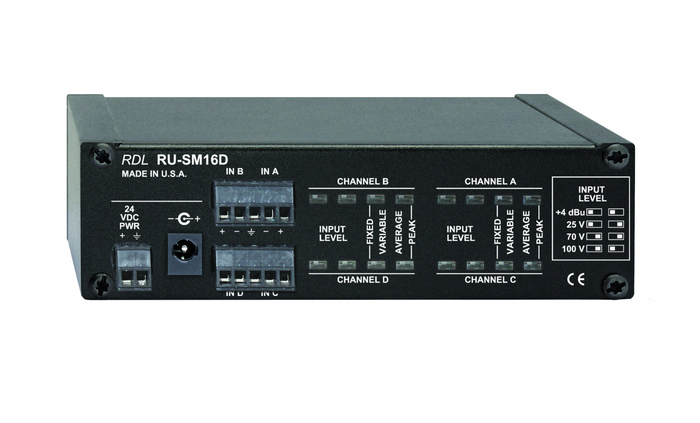 RDL RU-SM16D 4-Channel Audio Meter, Average, Peak, Hold