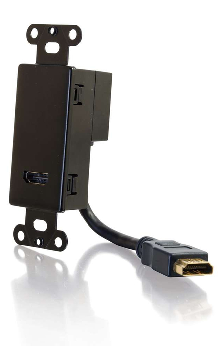 Cables To Go 41045 HDMI Pass Through Decorative Wall Plate Black Single Gang Wall Plate With HDMI Female Connectors