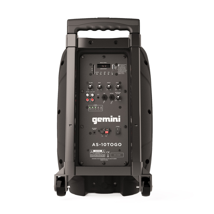 Gemini AS-10TOGO 10" Active Portable Bluetooth Loudspeaker