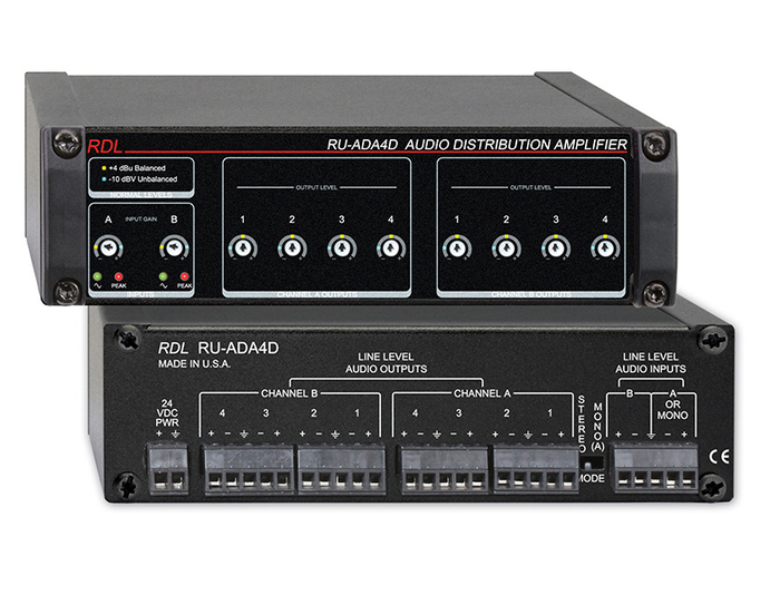 RDL RUADA4D 4 Channel Audio Distribution Amplifier