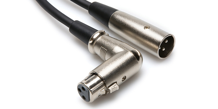 Hosa XFF-103 3' Right-Angle XLR3F To Straight XLR3M Cable