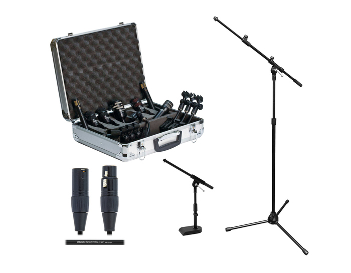 Audix DP7-K Drum Mic Bundle With 7 Mics, 4 Mounts And Hard Case Plus Mic Stands And Cables